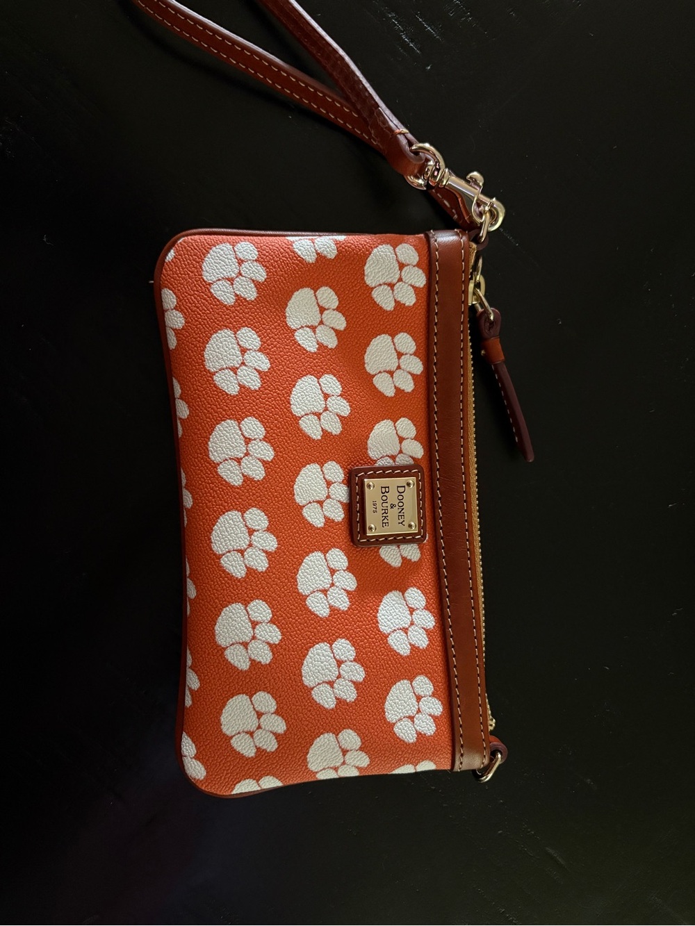 Dooney & Bourke Orange and White Floral Wristlet